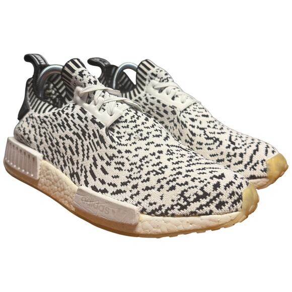 ADIDAS NMD R1 Men's 8 Primeknit Zebra Black White Sneakers Running Shoes - Picture 2 of 13